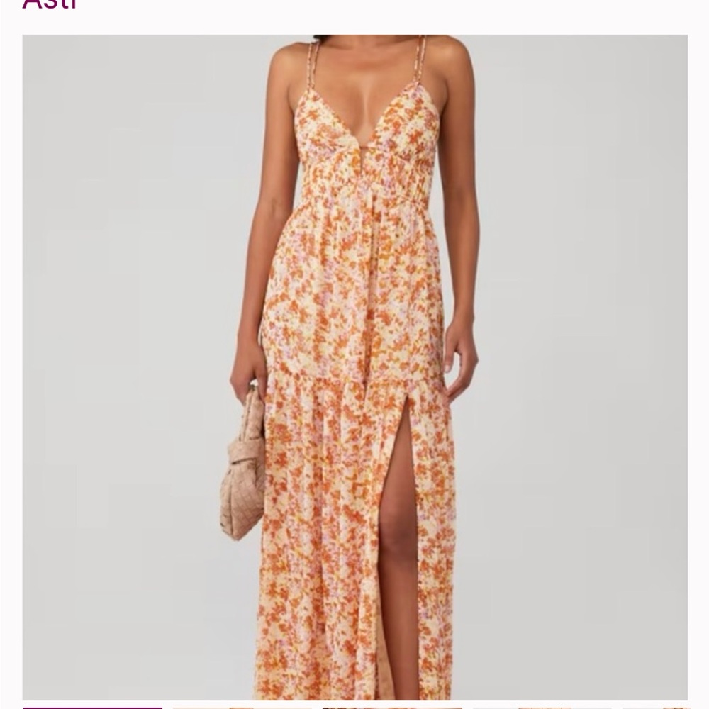 ASTR Ryliana Orange Floral Backless Maxi Dress